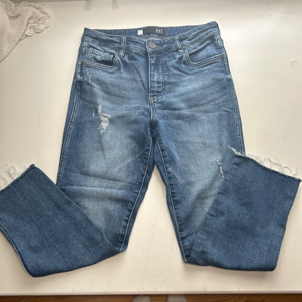 Kut from the Kloth High Rise Reese Fab Ab Ankle Straight Leg Jeans